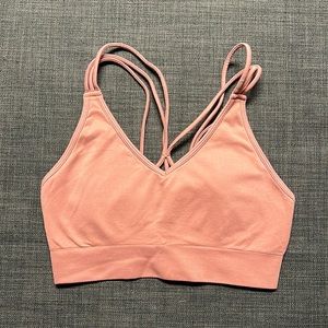 Fabletics rose pink strappy back bra size small